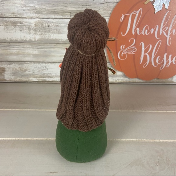 Handmade Green Gnome Fall Harvest Autumn Farmhouse Home Decor Brown Sweater Hat - Picture 6 of 10